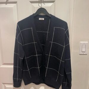 Brunello Cucinelli Dark Blue Grid Cardigan